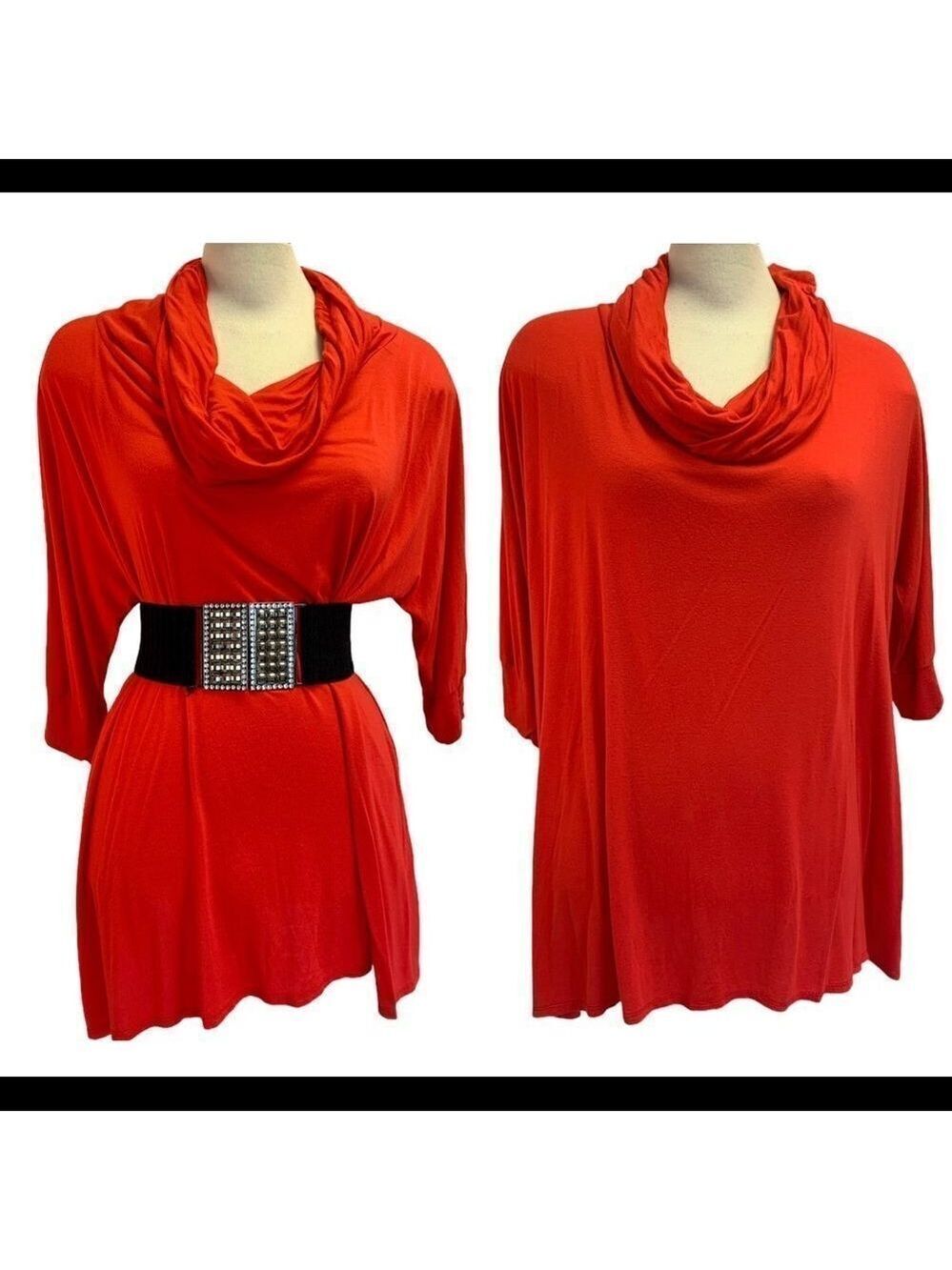 RED oversized Cowell neck top size S-L